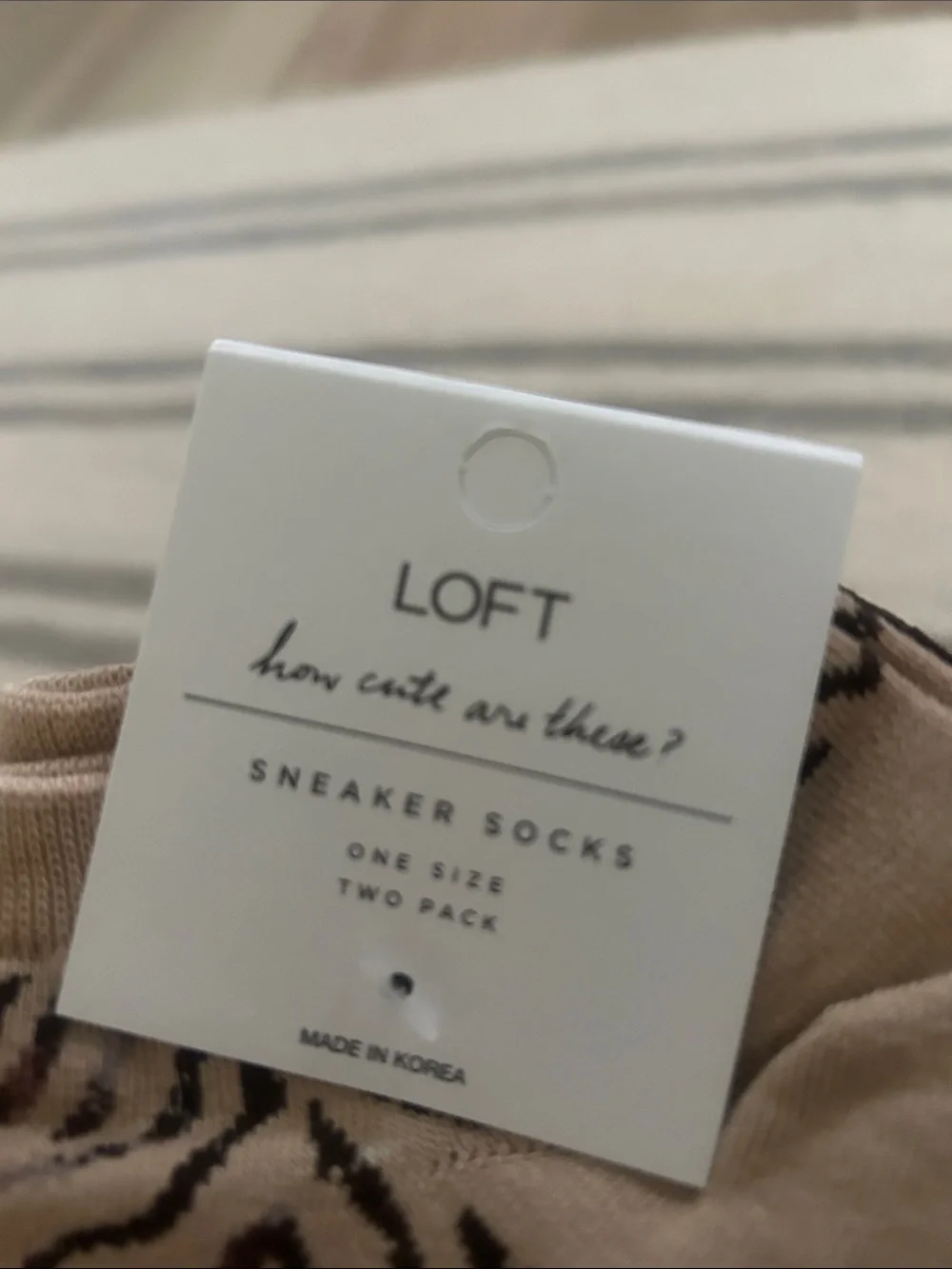 LOFT Beige Zebra-Print Low-Cut Sneaker Socks - 2-Pack